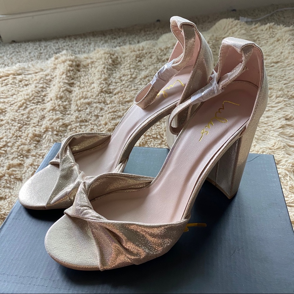Brand New Gold Ankle Strap 4” Heels NWT